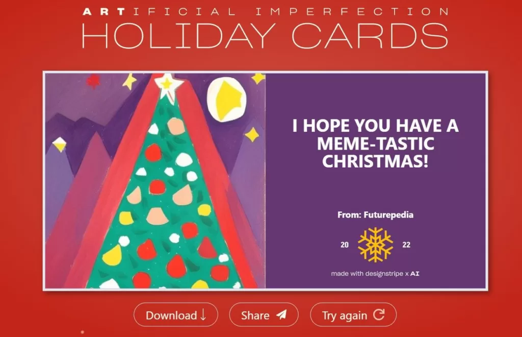 Holiday Cards generated using AI. Can input your company name