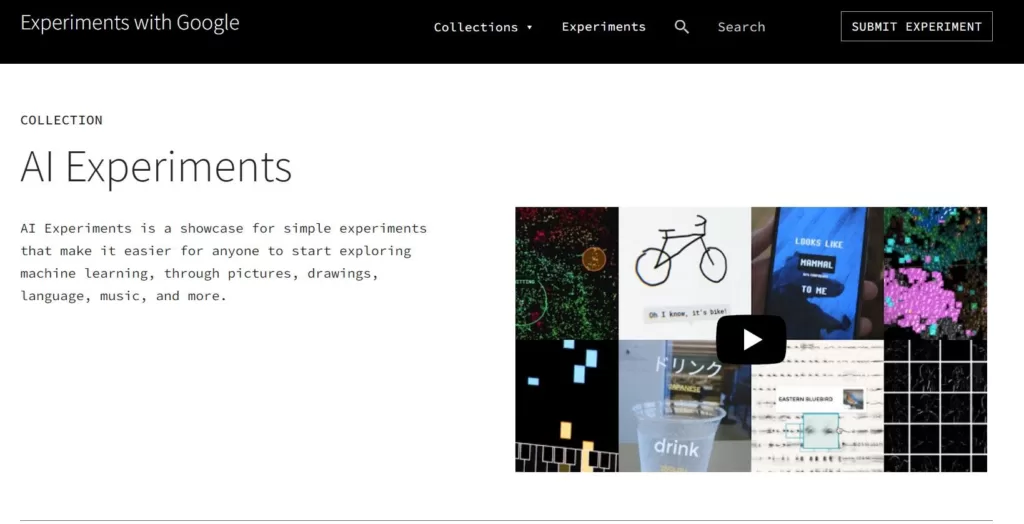 AI Experiments is a showcase by Google for simple experiments that make it easier for anyone to start exploring machine learning