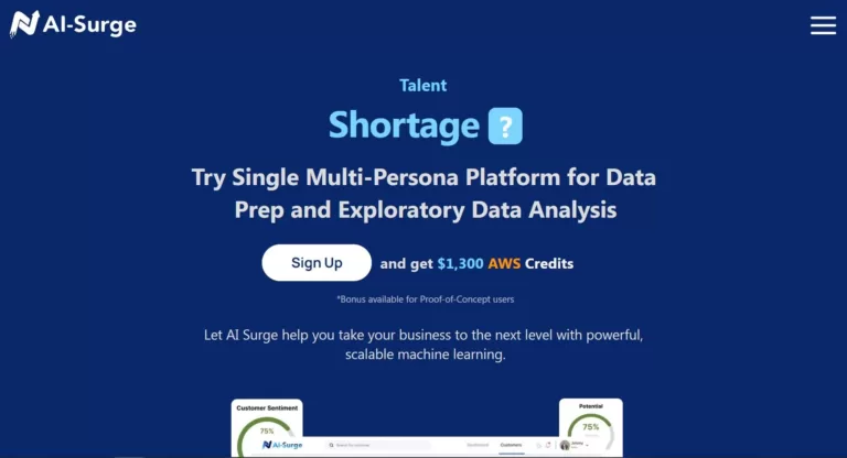 AI Surge is a no-code Decision Intelligence platform that helps businesses to build production-first ModelOps pipelines that bring data science to life without writing a single line of code.
