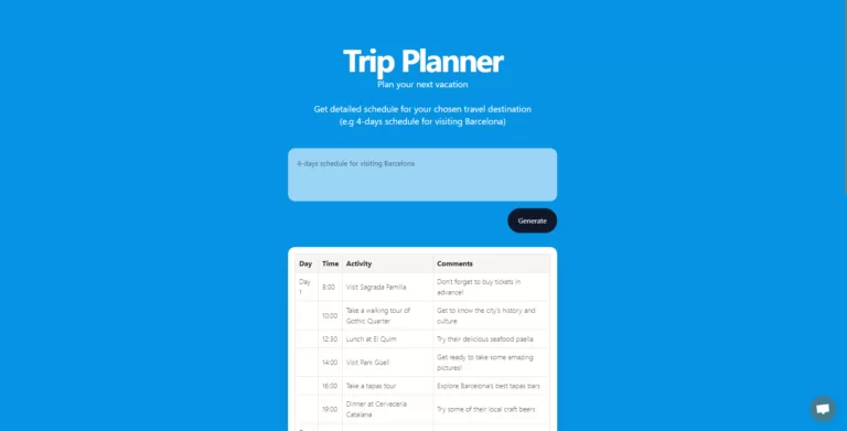 AI Trip Planner is a global travel planning app that automatically creates a detailed