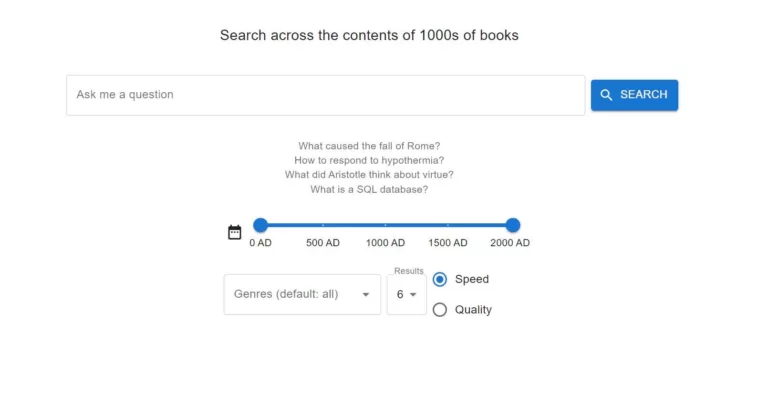 Search across the contents of 1000s of books. You can adjust the time span from where you want the results to be shown