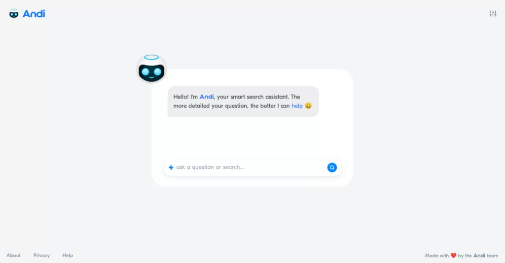 Andi is search for the next generation using generative AI. Instead of just links