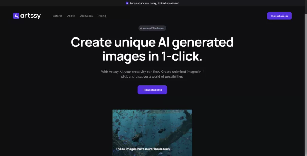 Create unlimited images in 1 click with Artssy AI and discover a world of possibilities. Stop paying for royaty free photos when you can create the perfect image instantly.-find-Free-AI-tools-Victrays.com_