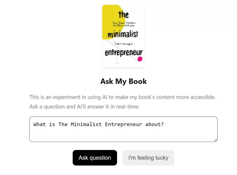 Ask My Book is an AI experiment by Sahil Lavingia