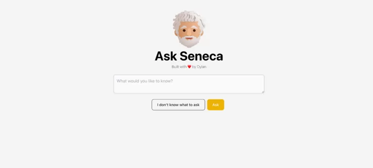 AskSeneca is a chatbot that uses natural language processing to respond to questions. It can be used to ask questions about Seneca and get answers in return.-find-Free-AI-tools-Victrays.com_