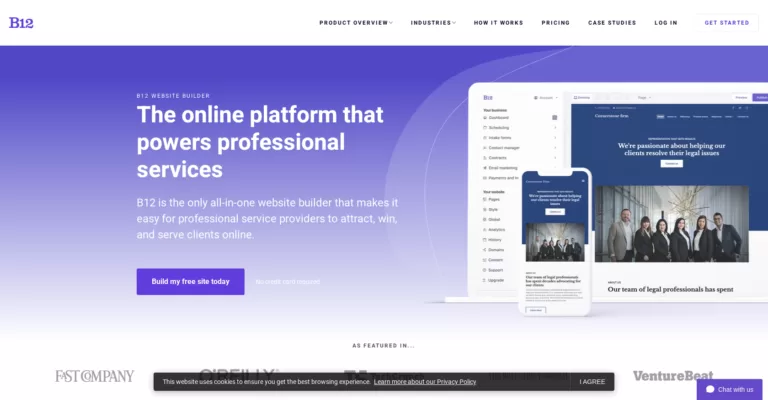 B12 is an AI-powered website builder that helps professional service providers create a professional website
