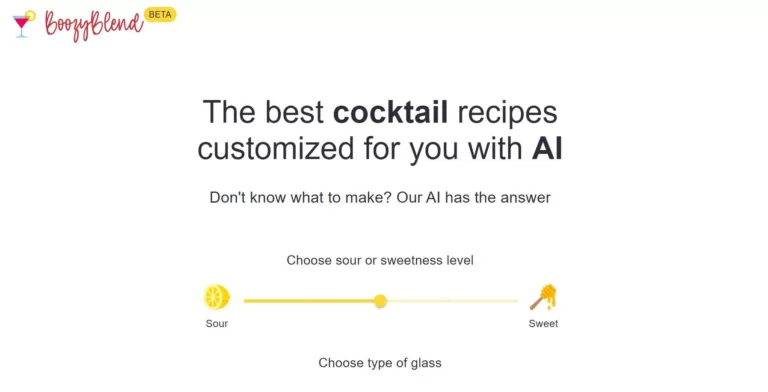 The best cocktail recipes customized for you with AI. Generate a recipe based on ingredients and your preference for sweetness
