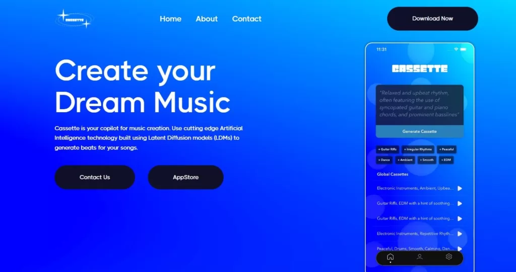 Bring your music to life with Cassette using cutting-edge AI.