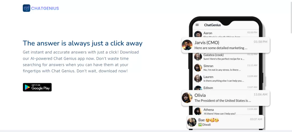 Experience the future of conversation with Chat Genius - the GPT-based AI chatbot app that provides  smart and seamless conversations to create your own virtual assistant
