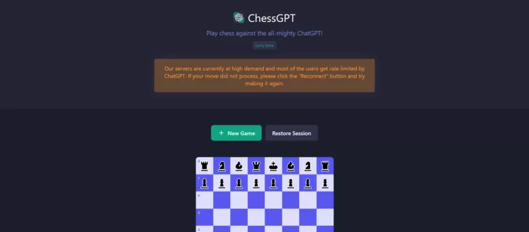 The ChessGPTPlay tool enables users to compete against the powerful ChatGPT in a game of chess. Players can drag pieces to make their moves