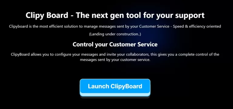 Clipy Board is a tool to help manage messages sent by Customer Service. It allows users to configure messages and invite collaborators