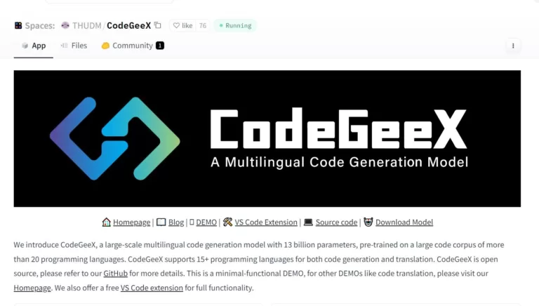 CodeGeeX is a large-scale multilingual code generation model with 13 billion parameters