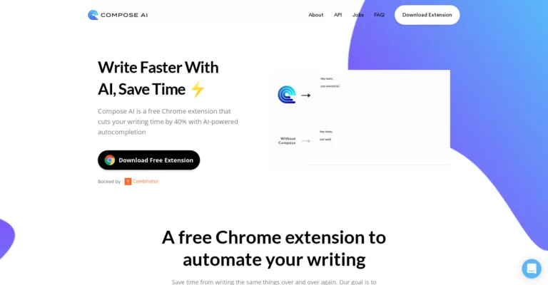 Compose is a free Chrome extension that lets you automate your writing using AI. We shouldn't be spending 40% of our time typing every day: it's time to change the game.-find-Free-AI-tools-Victrays.com_
