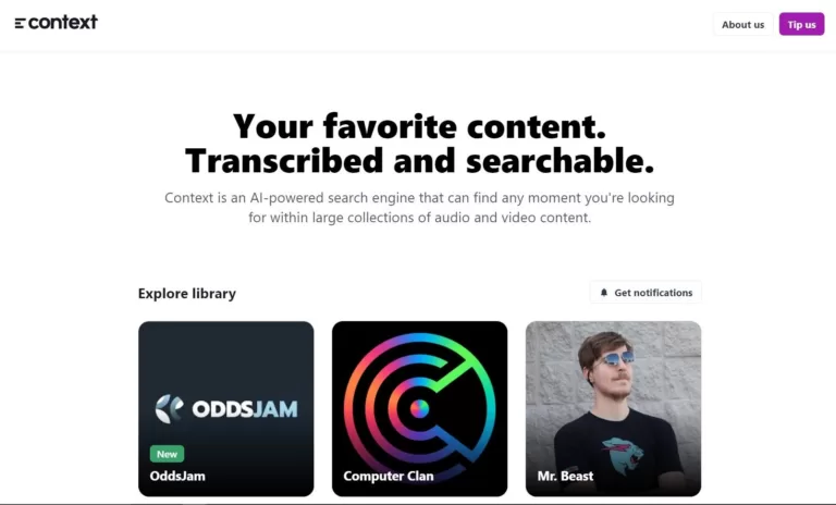 Your favorite content. Transcribed and searchable.