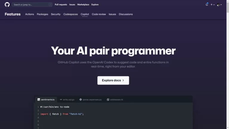 Your AI pair programmer. GitHub Copilot uses the OpenAI Codex to suggest code and entire functions in real-time