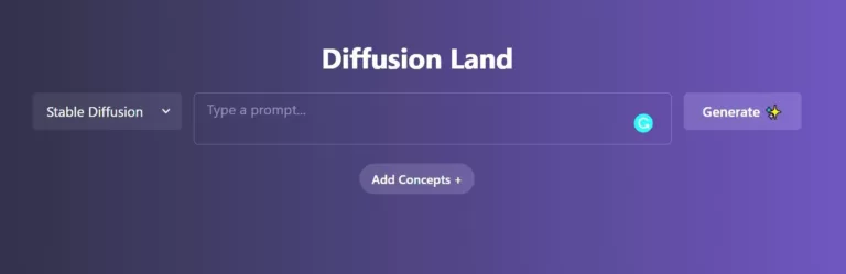 Diffusion Land allows you to use various AI models to generate images. They also have several prebuilt concepts that you can use to generate certain types of images.-find-Free-AI-tools-Victrays.com_