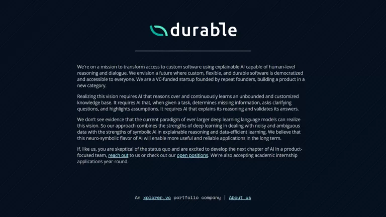 We’re on a mission to transform access to custom software using explainable AI capable of human-level reasoning and dialogue. We envision a future where custom