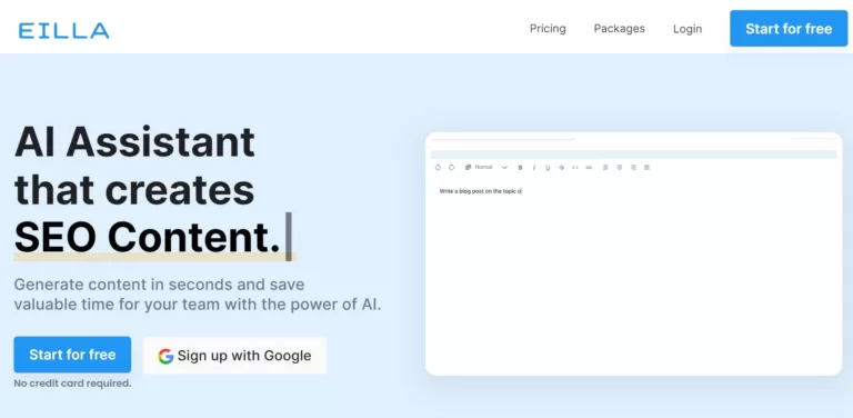 Eilla.ai is an AI-powered assistant that generates high-quality content for your business