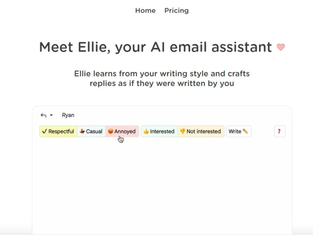Ellie learns from your writing style and crafts replies as if they were written by you.-find-Free-AI-tools-Victrays.com_