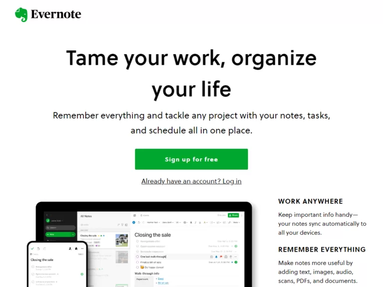 Evernote gives you everything you need to keep life organized—great note taking