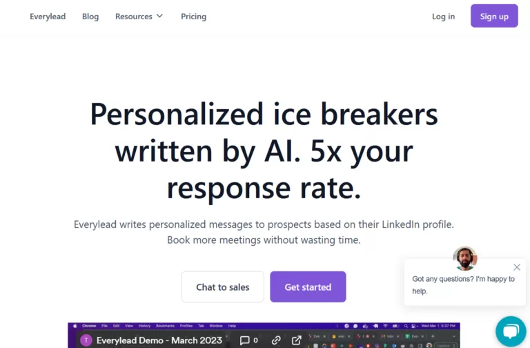 Everylead.ai lets you upload a CSV of leads and it then writes customized ice breakers as well as professional summaries for each lead based on their LinkedIn profile. Just upload a CSV of your leads and we summarize their professional experience as well as write a highly engaging ice breaker to include in your outbound campaign.-find-Free-AI-tools-Victrays.com_