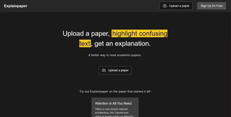 Get an explanation of confusing text on research papers by highlighting them. You can upload a paper and save papers as well.-find-Free-AI-tools-Victrays.com_