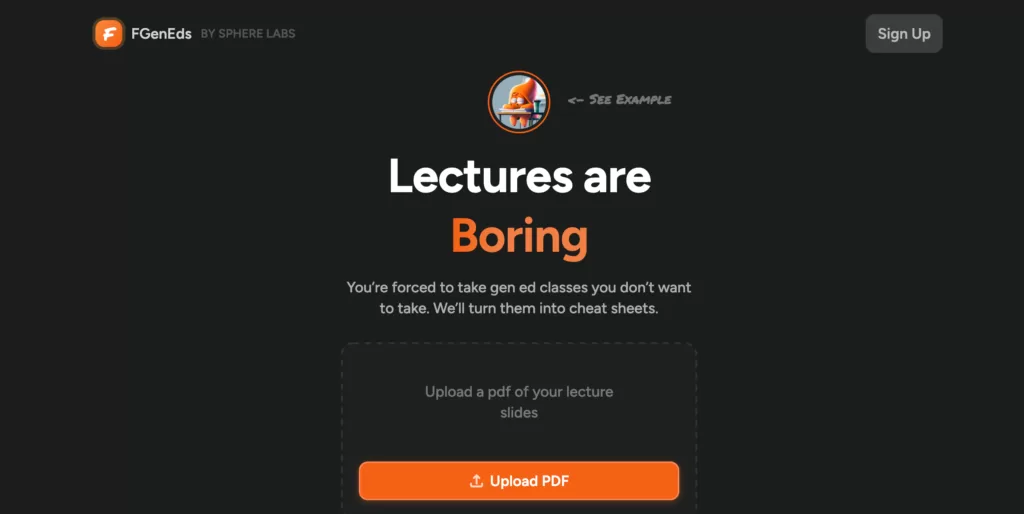 FGenEds provides users with cheat sheets for general education classes. It allows users to upload a PDF of the lecture slides and transforms the material into an easier to digest format.-find-Free-AI-tools-Victrays.com_