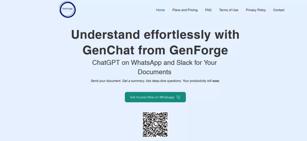 GenChat from GenForge is an artificial intelligence tool that helps users to quickly and efficiently summarize documents