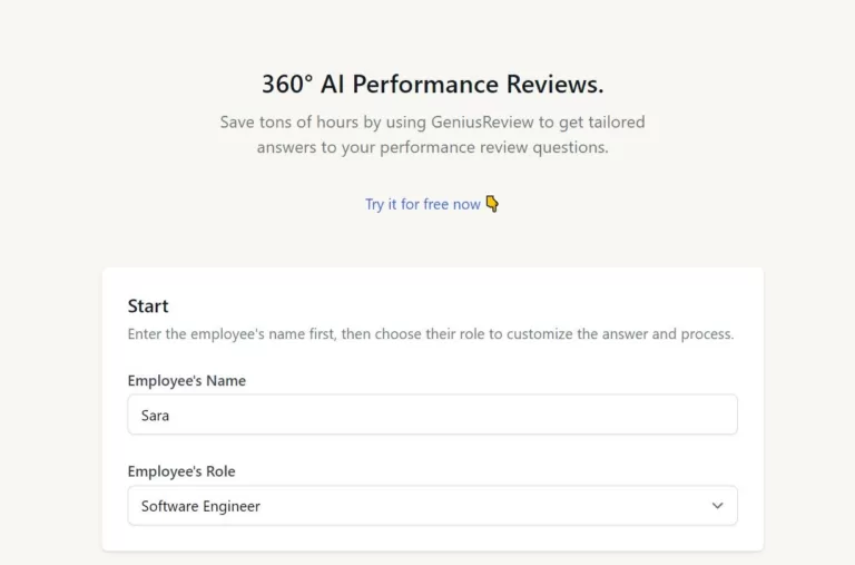 360° AI Performance Reviews. Save tons of hours by using GeniusReview to get tailored answers to your performance review questions.-find-Free-AI-tools-Victrays.com_
