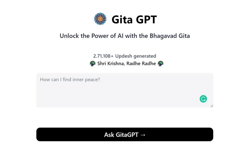 GitaGPT is a website that uses Artificial Intelligence (AI) to help people get guidance from the Bhagavad Gita