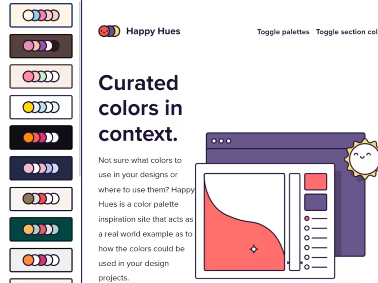 Happy Hues is a color palette inspiration site that acts as a real world example as to how the colors could be used in your design projects.-find-Free-AI-tools-Victrays.com_