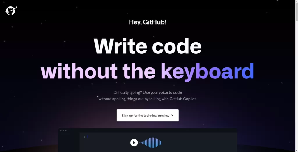 This tool hleps you write code without touching the keyboard. It uses your voice to code without typing by talking with GitHub copilot.-find-Free-AI-tools-Victrays.com_