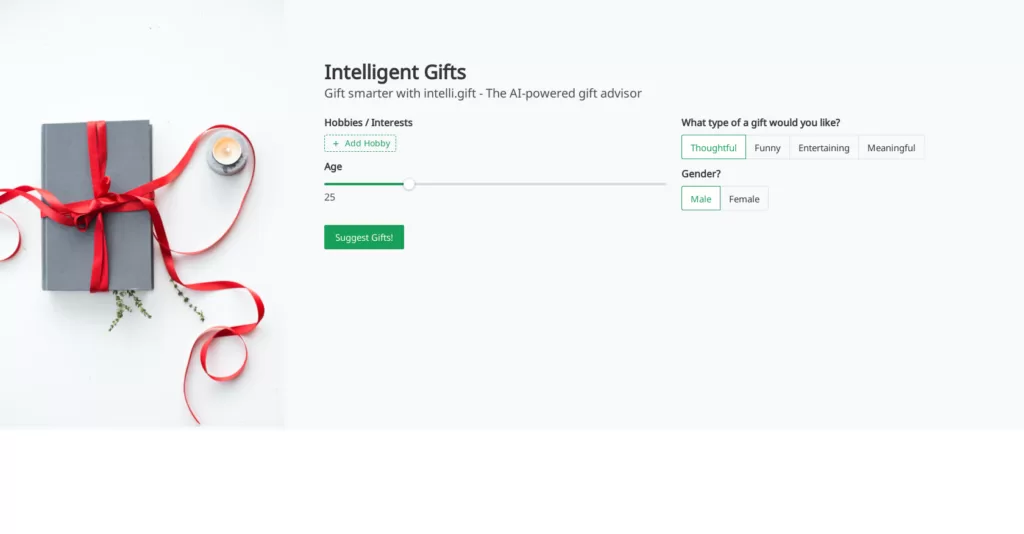 Intelli.gift is an AI-powered gift advisor that uses advanced algorithms to suggest the perfect gift for any occasion. It takes into account the recipient's preferences