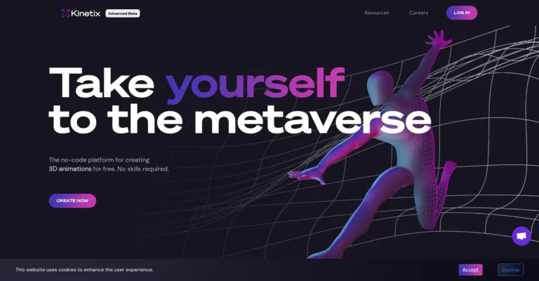 The no-code platform for creating 3D animations for free. Take yourself to the metaverse. No skills required.-find-Free-AI-tools-Victrays.com_