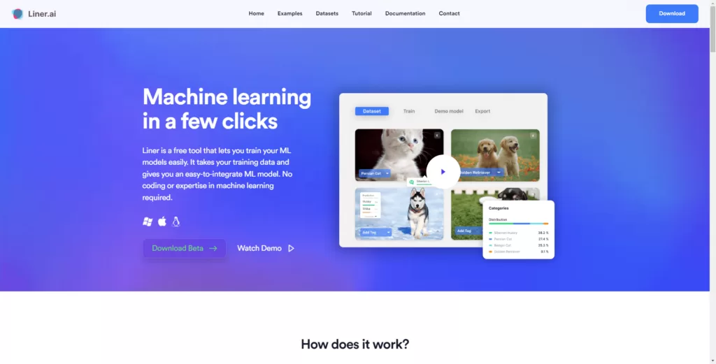 Liner is a free tool that lets you train your ML models easily. It takes your training data and gives you an easy-to-integrate ML model. No coding or expertise in machine learning required.-find-Free-AI-tools-Victrays.com_