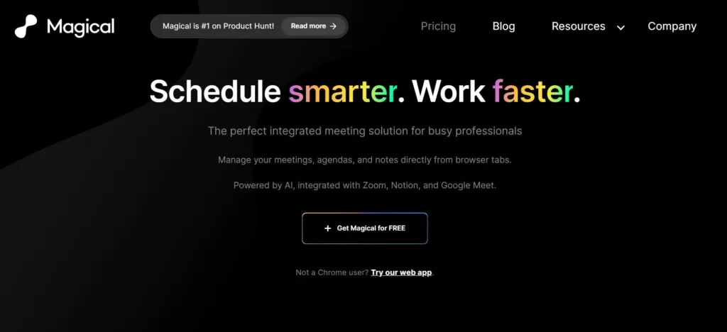Magical's AI Meeting Builder is a powerful suite of three tools built on the latest advanced generative AI to fully automate the meeting process. Users can use the tools to optimize their meeting experience during the meeting planning