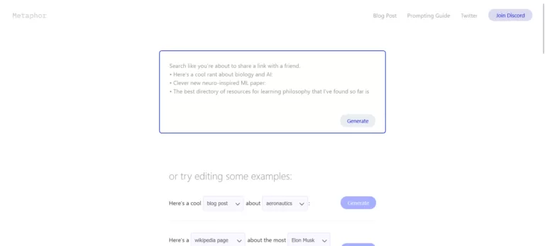 Metaphor is a search engine that understands language – in the form of prompts – so you can type what you're looking for in all the expressive and creative ways you can think of.-find-Free-AI-tools-Victrays.com_