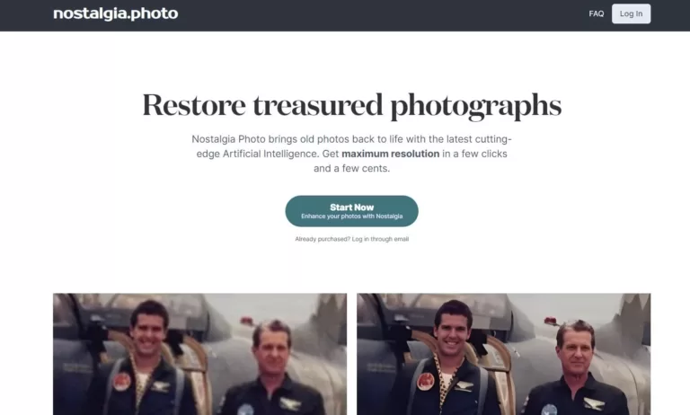 Nostalgia Photo brings old photos back to life with the latest cutting-edge Artificial Intelligence. Get maximum resolution in a few clicks and a few cents.-find-Free-AI-tools-Victrays.com_