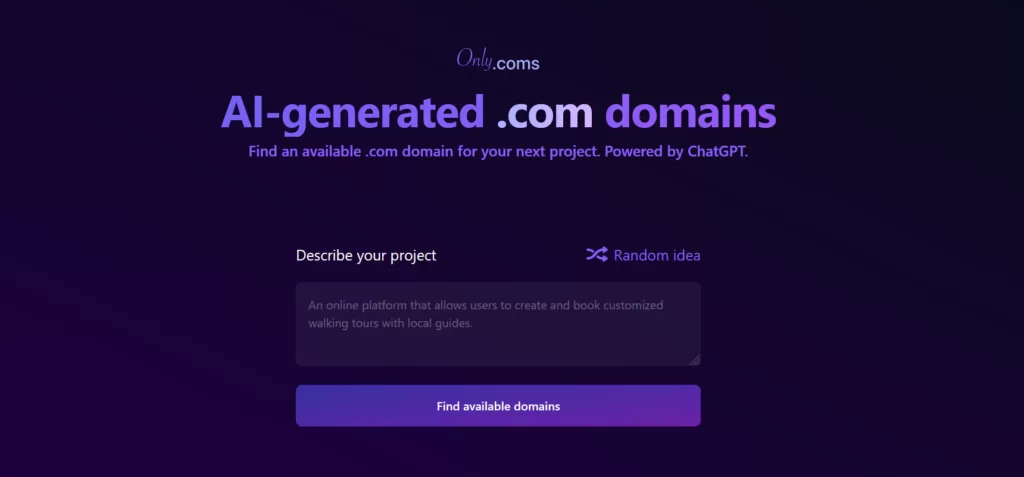 Easily find an available .com domain name for your next project. Provide a short description of your project and get a list of available .com domain names.-find-Free-AI-tools-Victrays.com_
