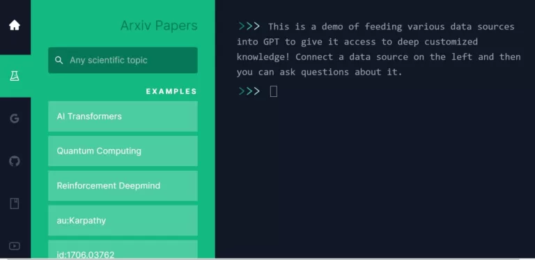 Enables you to feed any scientific papers into GPT to give it deep customized knowledge. Currently a proof-of-concept UX of the end goal of connecting arbitrary data.-find-Free-AI-tools-Victrays.com_