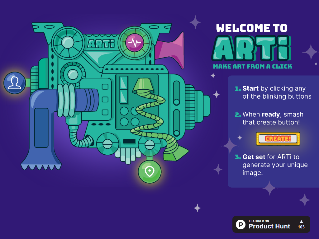 Create art easily by just clicking three buttons - selecting the character