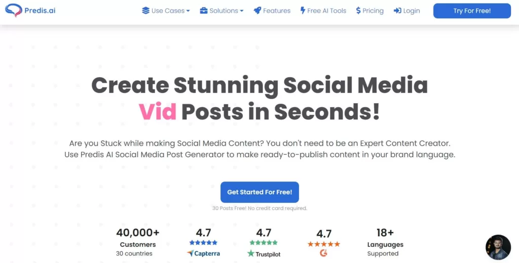 Predis.ai is an AI-powered content generator that helps create stunning social media posts in seconds. It offers a variety of features such as idea generation