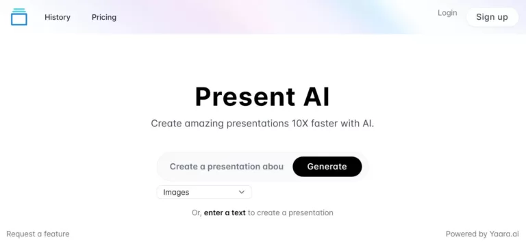 Create amazing presentations quickly with AI. Offers a variety of visuals to choose from