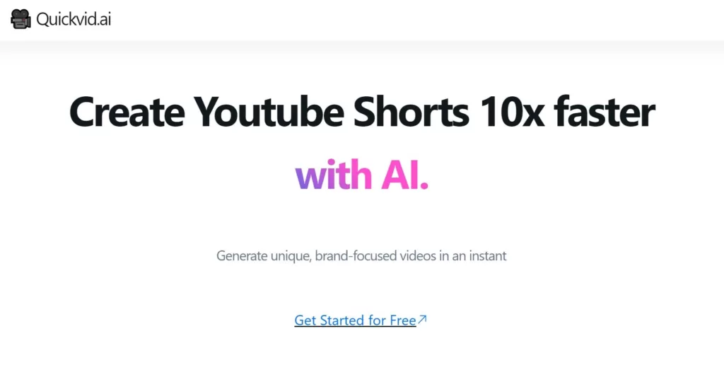 QuickVid helps YouTubers create engaging branded Youtube shorts effortlessly. Clone your voice and likeness to grow faster on Youtube-find-Free-AI-tools-Victrays.com_