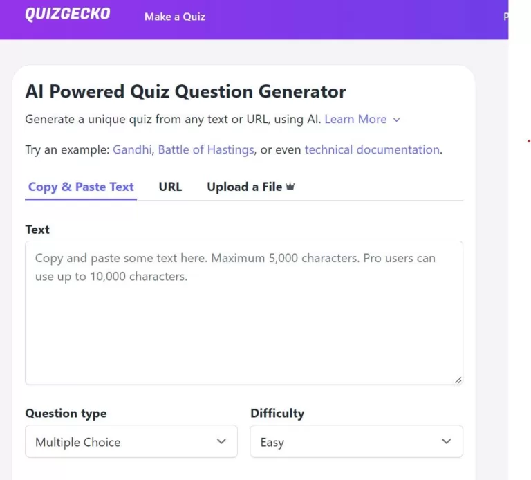 AI-Powered Quiz Question Generator. Make your own quiz using artificial intelligence. Perfect for teachers