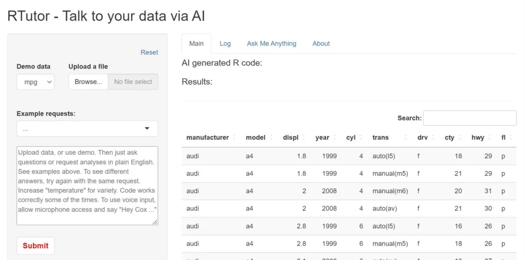 RTutor is an AI-based app that can quickly generate and test R code. Powered by API calls to OpenAI's Davinci (ChatGPT's sibling)