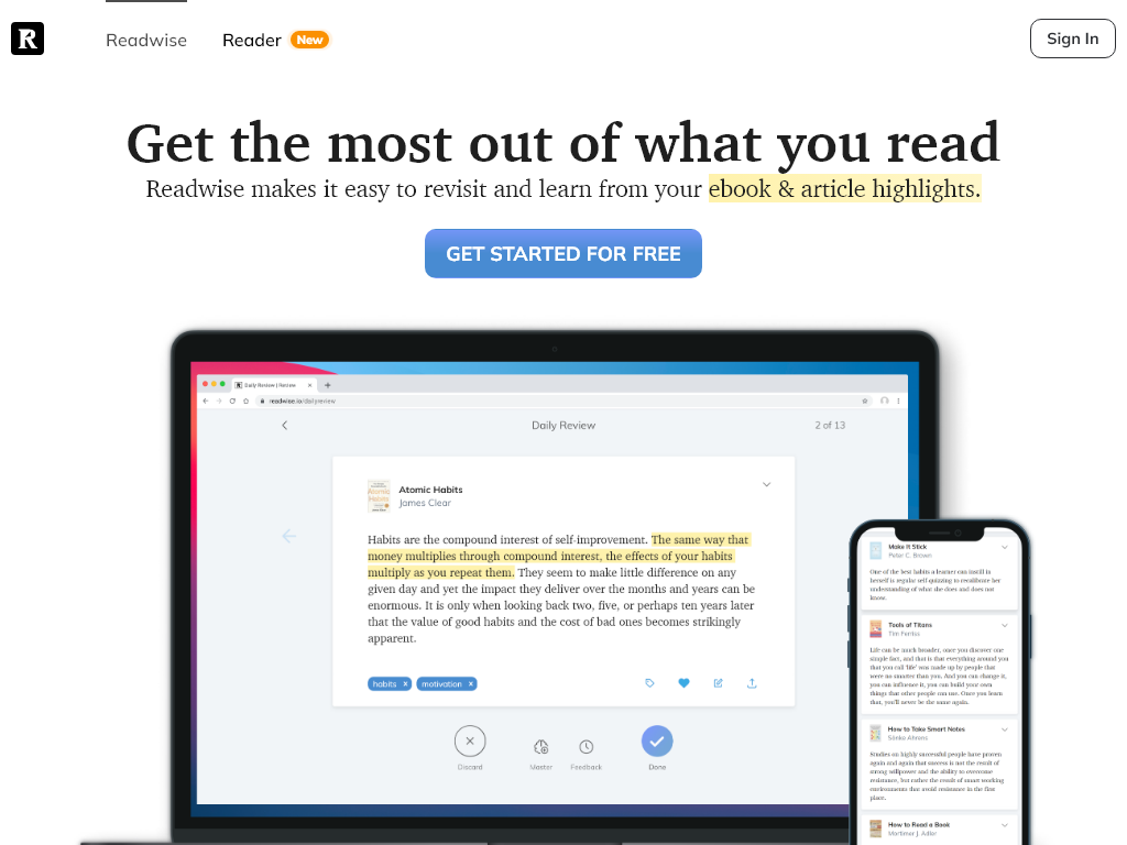 Readwise makes it easy to revisit and learn from your ebook & article highlights.-find-Free-AI-tools-Victrays.com_