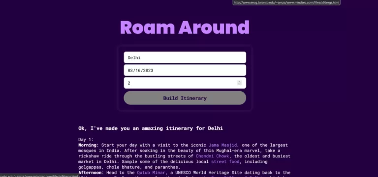 Roamaround is an AI itinerary maker