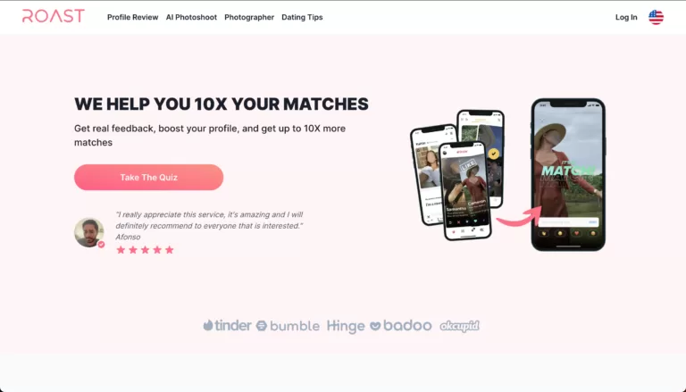 ROAST helps people 10x their matches on dating apps like Tinder