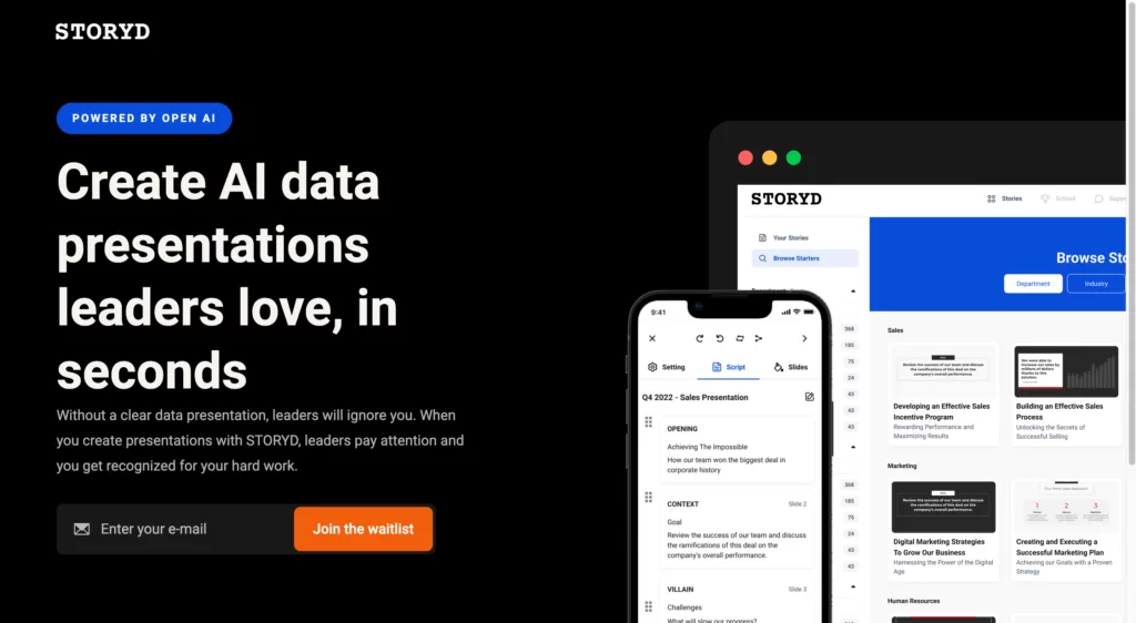 STORYD is a tool that helps users create AI-powered data presentations that are engaging and impactful. It enables users to quickly create presentations that will capture the attention of leaders